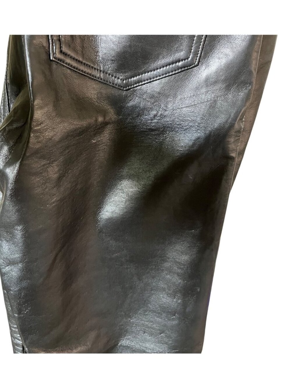 Agolde Women Size 29 90s Pinch Waist Leather Pants Black High-Waist Straight-Leg - Picture 3 of 10